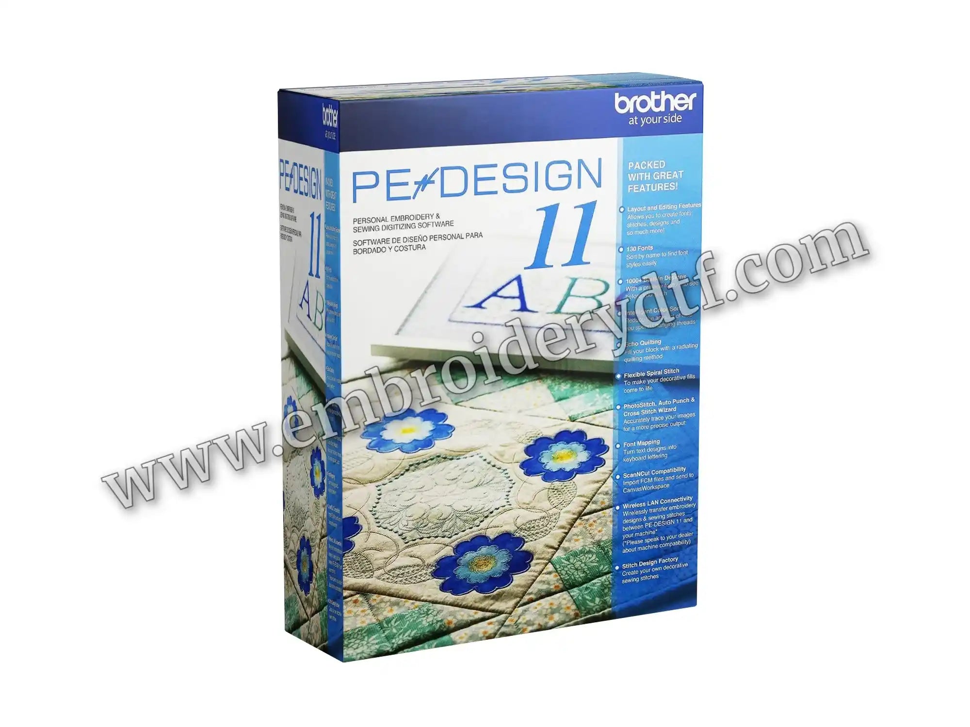 Brother PE-Design 11 Embroidery Digitizing Software - PhotoStitch 130 Fonts Wireless Transfer Main image
