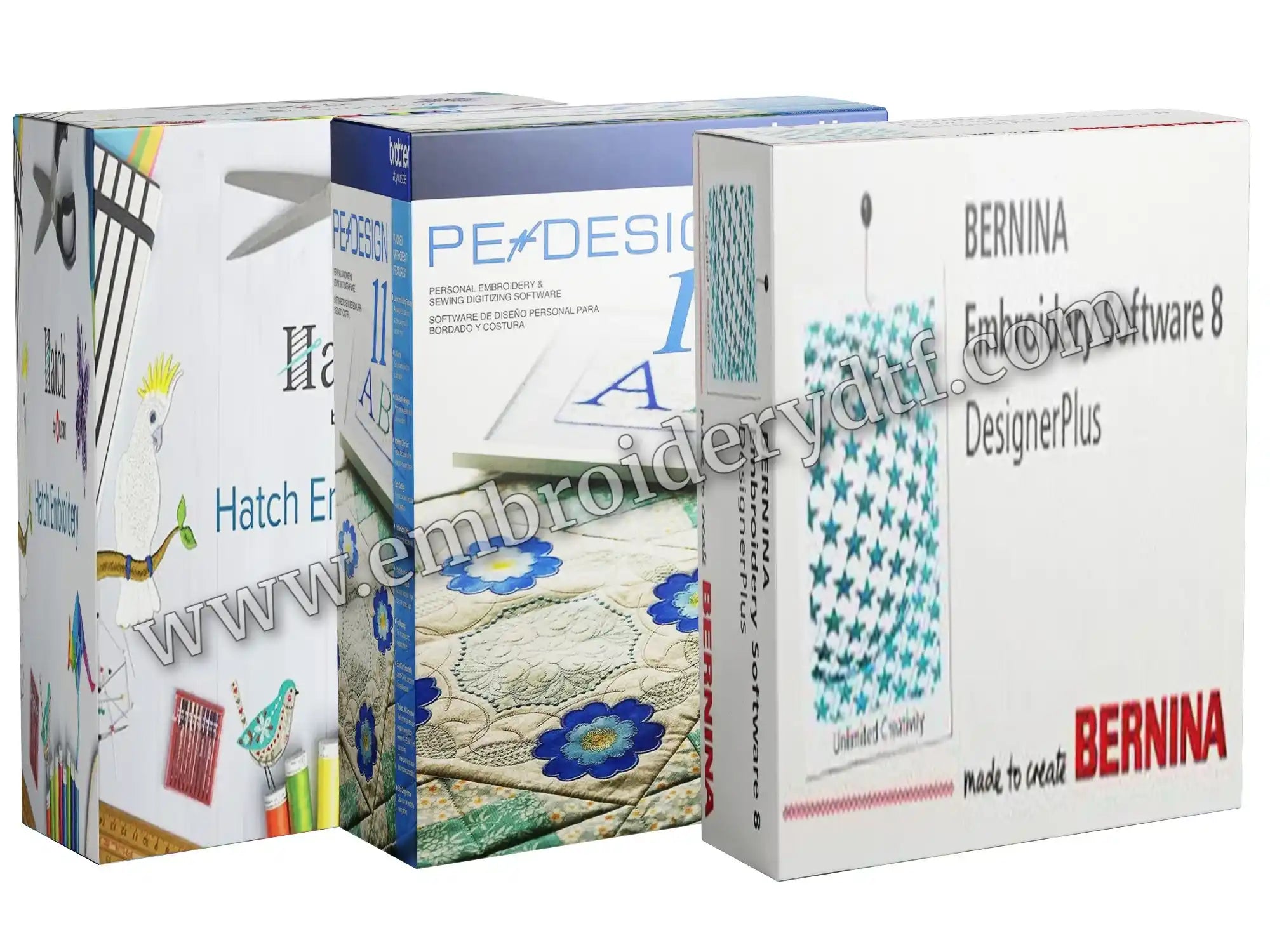 Pack Hatch 2 PE-Design 11 BERNINA V8 Complete Embroidery Software Bundle / Hatch Embroidery 2 auto-digitizing 3D TrueView / Brother PE-Design 11 PhotoStitch wireless transfer / BERNINA V8 DesignerPlus 3D Globe Effect quilting Main image