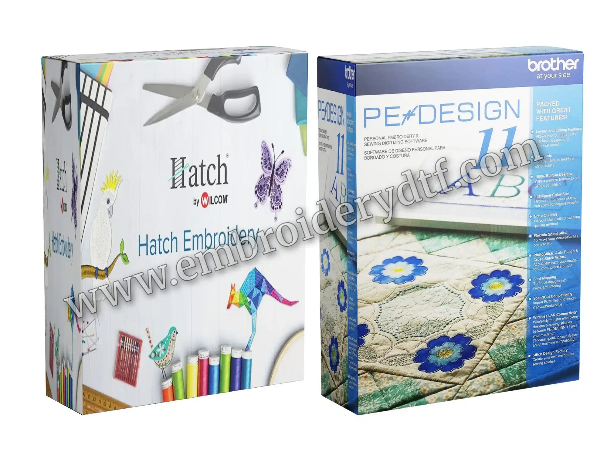 Hatch Embroidery 2 Brother PE-Design 11 Embroidery Software Bundle / Hatch Embroidery 2 Wilcom digitizing interface / Brother PE-Design 11 PhotoStitch 130 fonts 1000 designs Main image